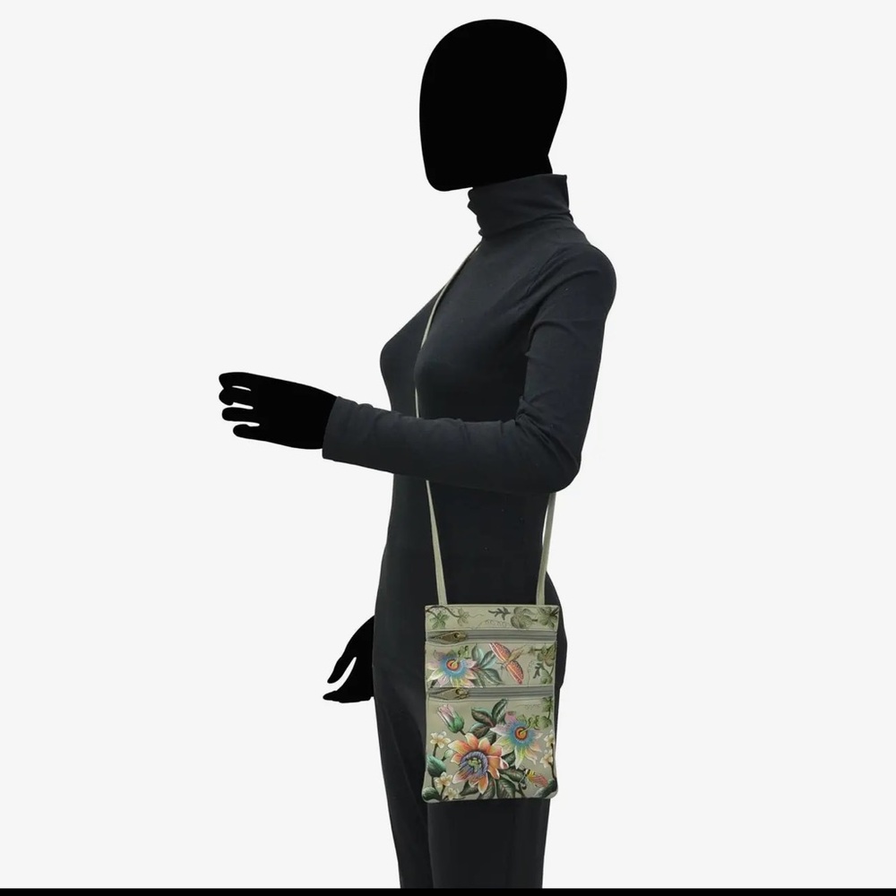 Anuschka Floral Mini Double Zip Crossbody Bag NWT - Picture 6 of 6
